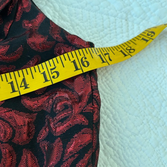 Tatyana Retro Metallic Brocade Fit/Flare Dress.Red/black w/crinoline. XS/S - Picture 11 of 16